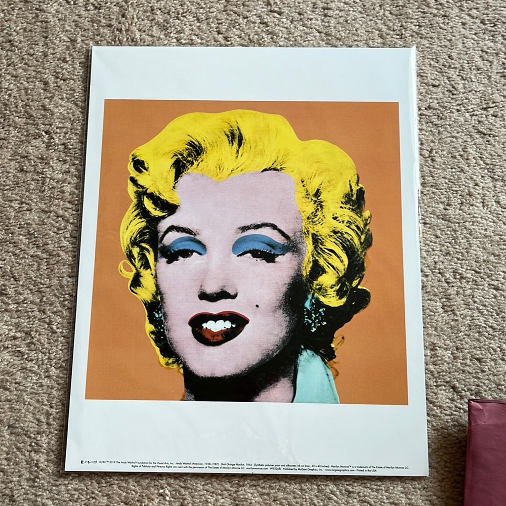Marilyn Monroe by Andy Warhol Print. 14 x 11”